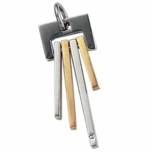 Stainless steel pendant with a clear CZ - Gold and steel