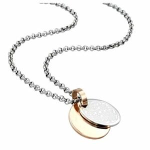 Gorgeous Stainless Steel with Gold PVD Double Pendant with Filligree Design