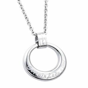 Women's Stainless Steel Circular Pendant With Design On The Bail Of Pendant