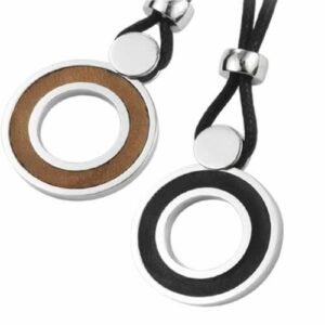 Stainless Steel Round Pendant With Leather
