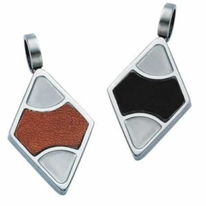 Gorgeous Stainless Steel with Leather Diamond Shaped Pendant