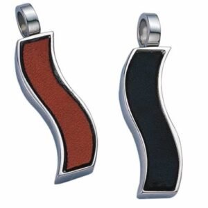 Stainless Steel Wavy Pendant with Leather