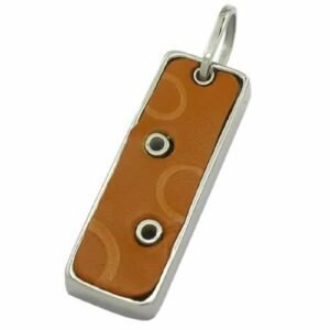 Stainless steel Modern Dog Tag with Light Brown leather pendant