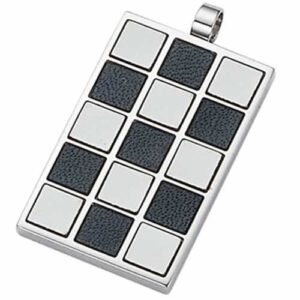 Stainless Steel Checkered Leather Pendant
