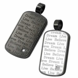 Stainless Steel / Black PVD Pendant With CZ and Engraving