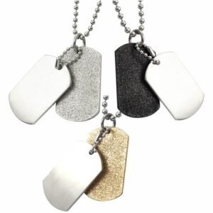 Stainless Steel Dog Tag Pendant w/ Sand Blast Design