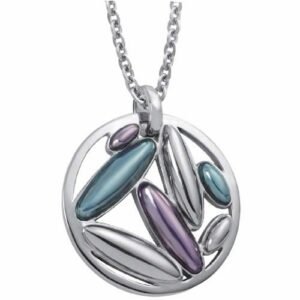 Women's Stainless Steel Circular Pendant With Multicolor Epoxy