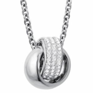 Women's Stainless Steel Conjoined Encrusted Ring Pendant