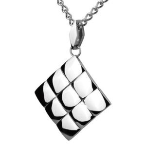 Stainless Steel Pendant With Beveled Diamond Pattern
