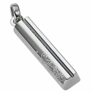 Stainless Steel Pendant with Engraved Design and Black PVD Stripe