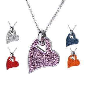 Lovely CZ Encrusted Stainless Steel Heart Pendant