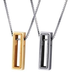 Vertical Stainless Steel Cut Out Pendant With Sandblast Design