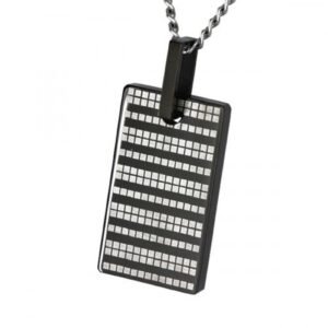 Black PVD Coated Pendant With Silver Laser Design