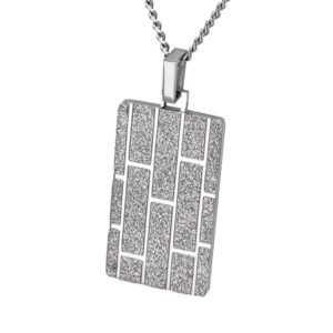 Stainless Steel Pendant with Sandblast Texture and Brick Pattern