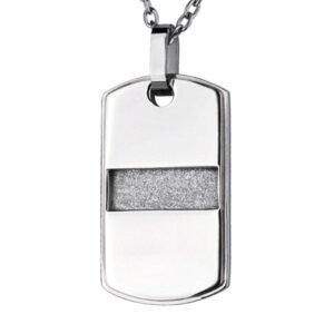 Stainless Steel Dag Tag Pendant with Shimmering Sandblast Texture