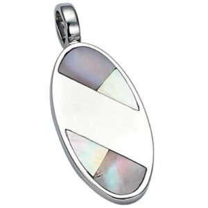 Women's Stainless Steel Oval Pendant With Mother-of-Pearl