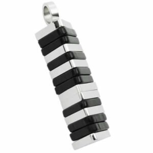 Awesome Pyramid Shaped Stainless Steel Pendant With Black Rubber
