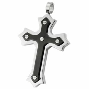 Black & Steel Cross Pendant