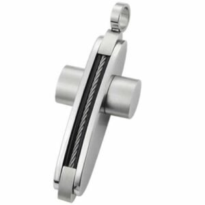 Stainless Steel Cross With Cable Pendant