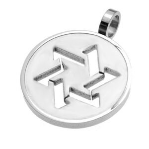 Stainless Steel Circular Pendant with Star of David Cutout