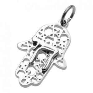 (Small) Hamsa Pendant with Chai in hebrew and Star of David cutout