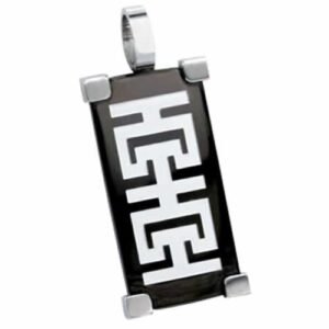 Stainless Steel Pendant With Black PVD and Geometric Design
