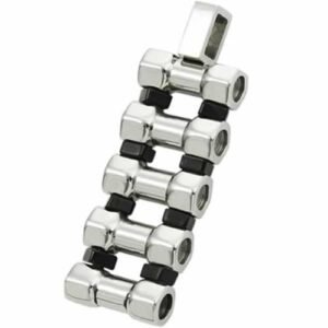 Very Cool Steel & Black Rubber Link Pendent