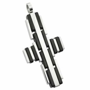 Stainless Steel With Black PVD Cross Pendant