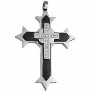 X-LARGE Stunning Large Stainless Steel & Black PVD Cross Pendant !