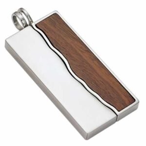 Stainless Steel and Wood Modern Dog Tag Pendant