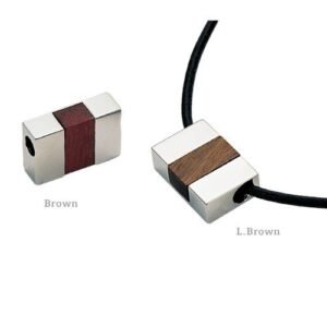 Stainless Steel and Wood Finish Square Pendant