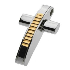 Stainless Steel Cross Pendant with Rose Gold PVD