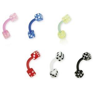 16GA. Flexible PTFE Eyebrow Piercing With Dice