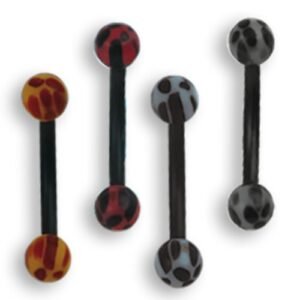 16GA. PTFE Flexible Curved Barbell With Leopard Print