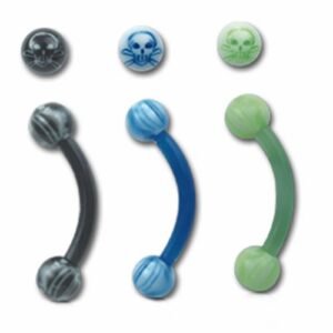 16GA. Flexible PTFE Eyebrow Piercing With Skull Design
