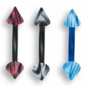 16GA PTFE Curved Barbell With Zebra Print Cones