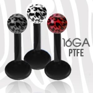 16GA PTFE Labret With Leopard Print Design