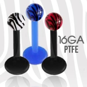 16GA PTFE Labret With Zebra Print Design