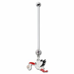 Flexible PTFE Stork & Baby Pregnancy Belly Ring