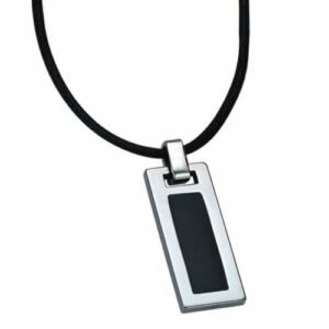 Tungsten Rectangular Pendant with PVD Center