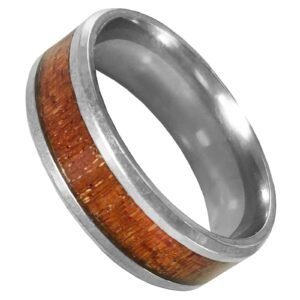 Stainless Steel Ring with wood