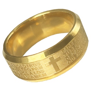 Stainless Steel Gold Pvd Padre Nuestro Ring