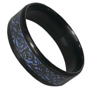 Black & Blue Stainless Steel Celtic Knot Ring