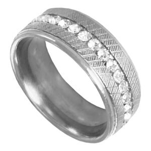 Stainless Steel Ring w/ Cz stones in center