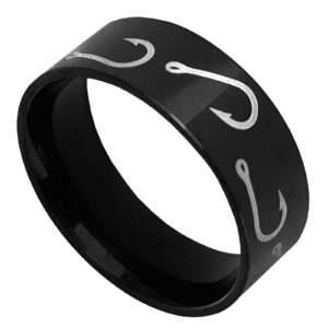 Black Stainless Steel Fish Hook Ring