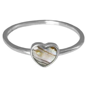 Stainless Steel Abalone Heart Ring