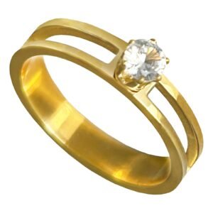 Stainless Steel Gold Pvd Solitaire Ring