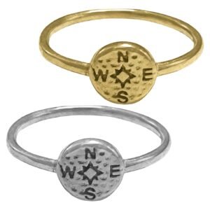 Stainless Steel Compass Elements Ring