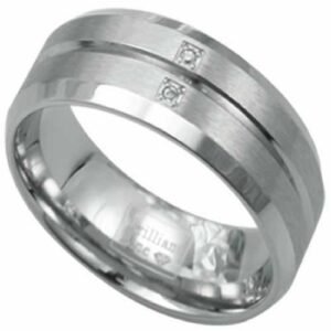 Stainless Steel Ring With 2 Points Of A Carat Diamond - 7mm