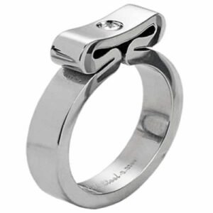 Jeweled Folded Stainless Steel Ring